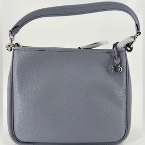 COACH Cary Pebbled Leather Silver Tone Shoulder Bag new